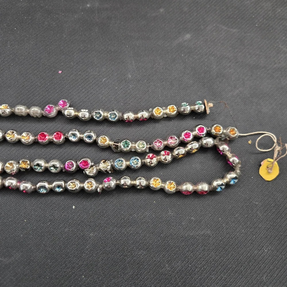 Vtg Mercury Glass 8ft (96") Christmas Beads Double Indent Multicolor Garland - Picture 7 of 9